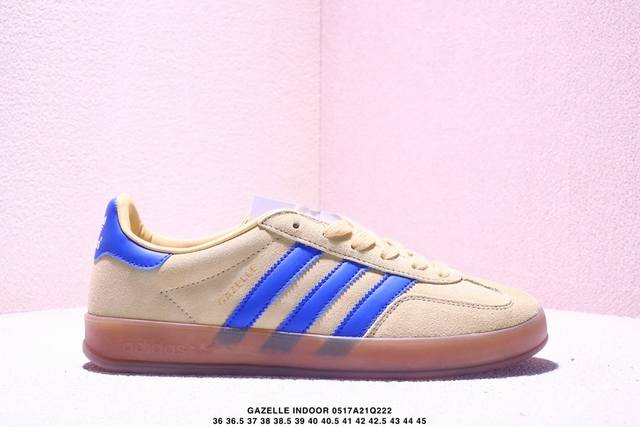 Adidas Originals Gazelle Indoor 舒适百搭薄底 防滑耐磨 低帮 板鞋 男女同款 黄蓝 xm0517Q222