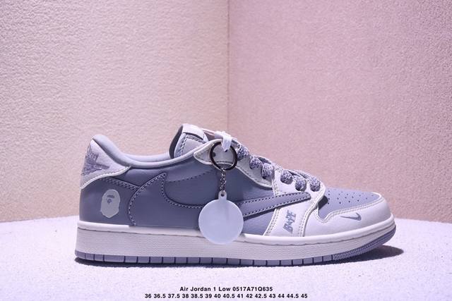 海外爆款限量发售 公司级 Travis Scott X Fragment Design X Jordan Air Jordan 1 Low Og Sp Bape