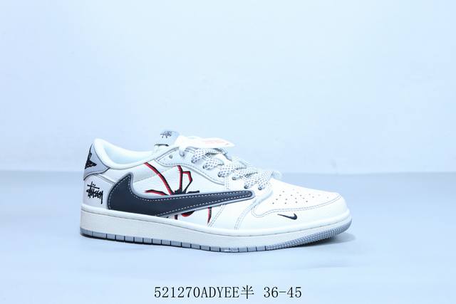 乔丹Air Jordan 1 Low Aj1 乔1低帮复古文化休闲运动篮球鞋倒勾 斯图西 货号 Hs8068-007 521 Adyee半 36-45