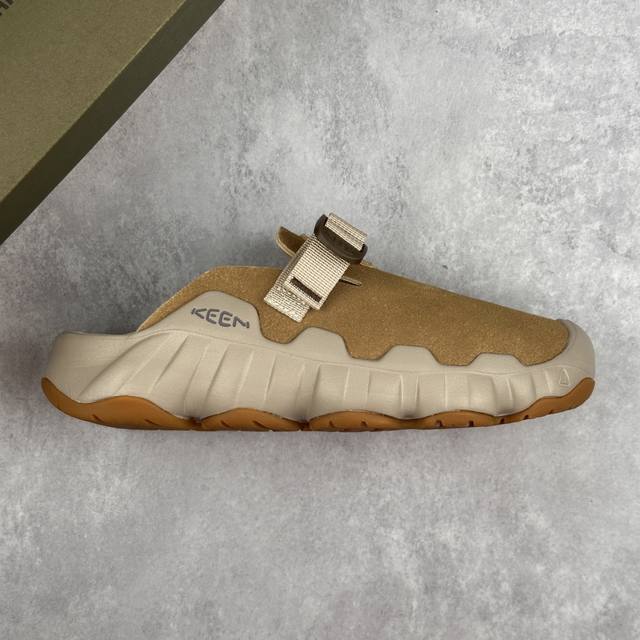本地 核心私 keen Hyperport舒适优雅轻盈 防臭包头拖鞋 鞋款上半部分采用了皮革鞋面 搭配可调节的系带系统 方便调节更加稳固;具有足弓支撑的吸震鞋垫