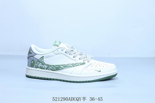 乔丹Air Jordan 1 Low Aj1 乔1低帮复古文化休闲运动篮球鞋联名 猿人头 Hs8068-001 521 Aduqy半 36-45