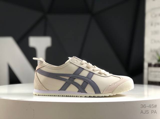 真标带半码 亚瑟士 Onitsuka Tiger Mexico66 paraty Slip-On 亚瑟士 鬼塚虎 一脚蹬经典休闲帆布鞋 虎爪造型的Logo 鞋身