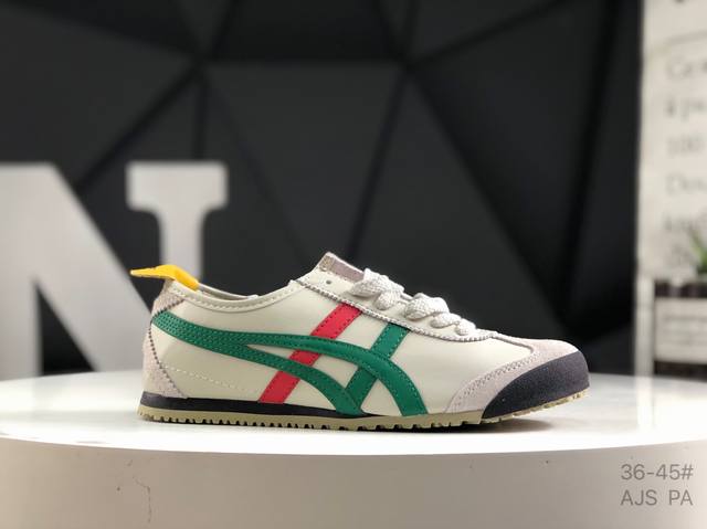 真标带半码 亚瑟士 Onitsuka Tiger Mexico66 paraty Slip-On 亚瑟士 鬼塚虎 一脚蹬经典休闲帆布鞋 虎爪造型的Logo 鞋身