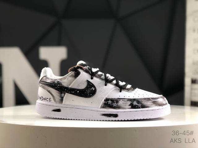 公司级带半码 耐克 Nike Court Vision Low 学院视觉系列休闲运动皮革板鞋 货号 Dh2987-101 尺码 36 36.5 37.5 38