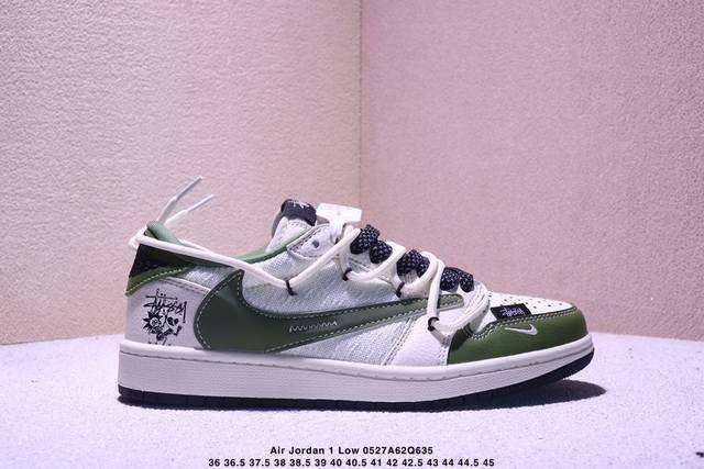 海外爆款限量发售 Travis Scott X Fragment Design X Jordan Air Jordan 1 Low Og Sp 斯图西联名 绿麻