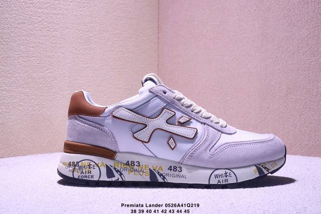 意大利高奢鞋履品牌 普瑞米亚达 premiata Lander Trainers 兰诺系列米字低帮复古百搭休闲训练运动鞋 黑白荧光绿 1076106 尺码 39