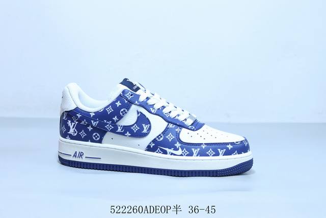 耐克 Nike Air Force 1 Af1耐克 低帮 空军一号休闲板鞋Lv蓝白勾 货号 Lw9279-008 522 Adeop半 36-45