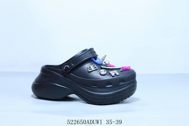 巴黎世家 Balenciaga 厚底夏季轻便沙滩鞋 防滑耐磨大底凉鞋 洞洞鞋花园鞋 522650Aduwi 35-39