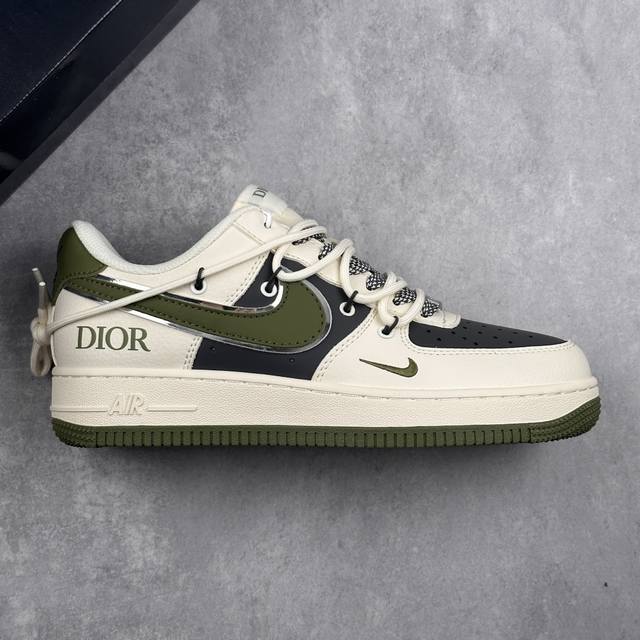 本地 核心私 nk Air Force 1'07 Low 迪奥联名-白绿抽绳 空军一号低帮休闲板鞋 #原楦头原纸板 原装鞋盒 定制五金配件 内置全掌气垫 原厂鞋