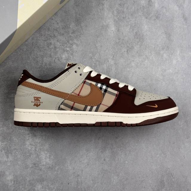本地 核心私 nike Sb Dunk Low 巴宝莉联名---棕卡其格纹 高端定制 低帮休闲板鞋 定制鞋盒 大厂纯原品质出货 超高清洁度 皮料切割干净无任何毛