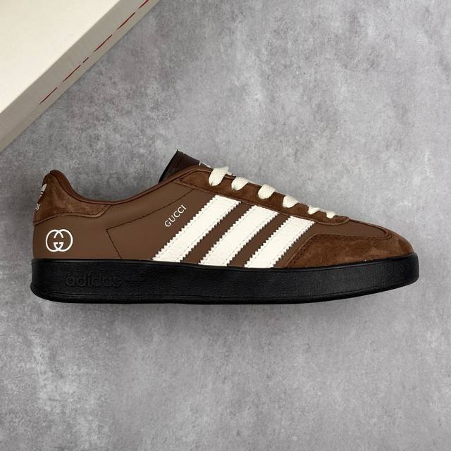 本地 核心私 阿迪达斯 Adidas Samba Og Trainers 古驰联名---棕黑白 休闲防滑低帮休闲运动板鞋 原厂定制长毛翻毛皮组合环保纤维革鞋面材
