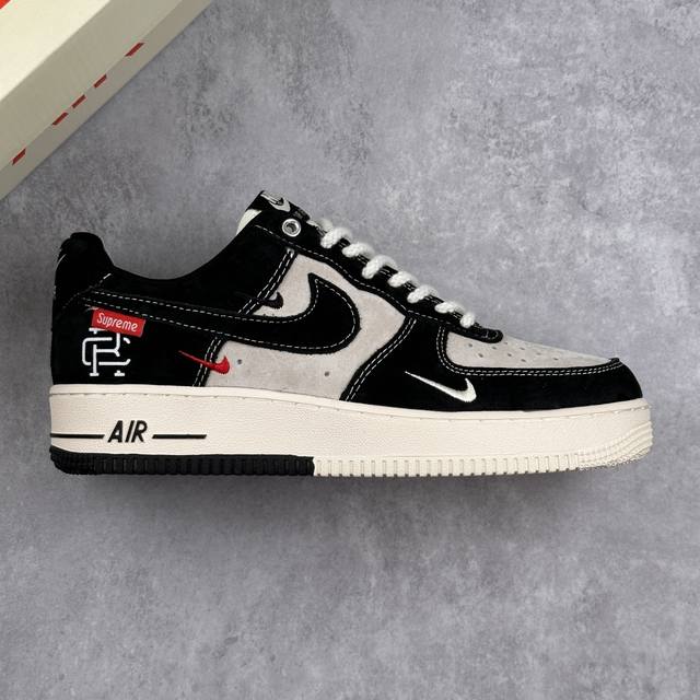 本地 核心私 公司级Nike Air Force 1 '07 Low Supreme冠军联名--米黑小三勾 空军一号 低帮运动休闲鞋 折边针车 工艺难度大 原楦