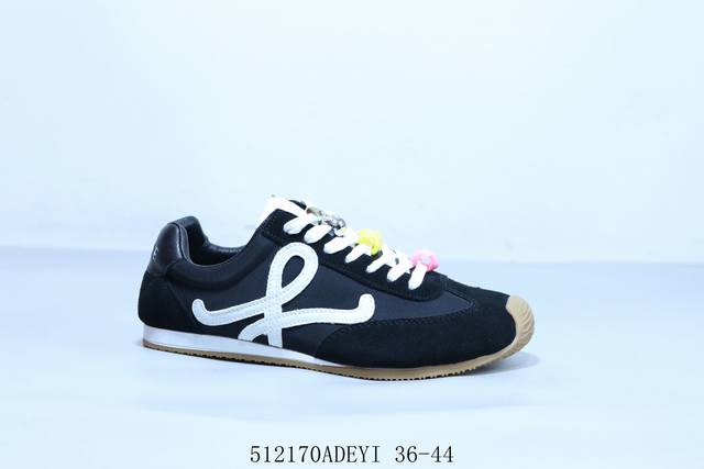 loewe 罗意威 Ballet Runner 2.0 小牛皮 圆头系带低帮华夫系列 生活休闲运功跑鞋 512170Adeyi 36-44