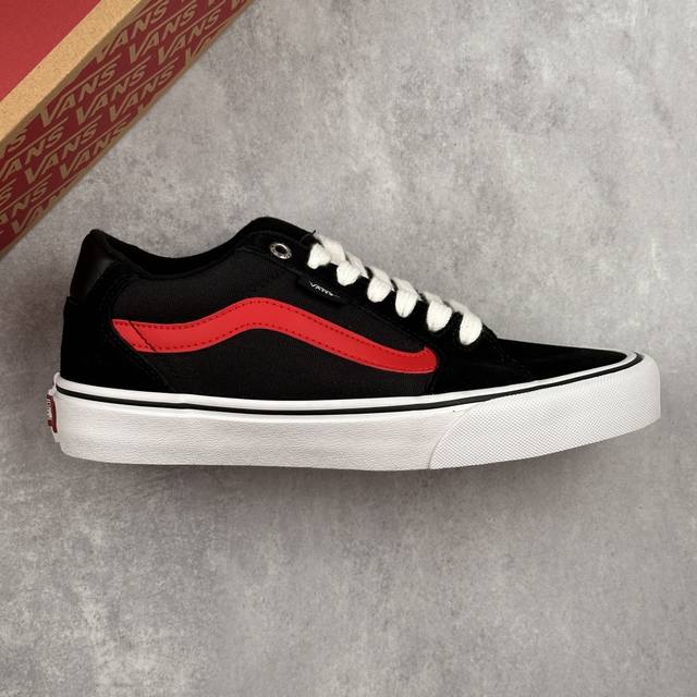 本地 核心私 vans Faulkner 黑红 范斯官方 防滑轻便低帮休闲滑板鞋 #工艺 硫化1:1 重量1:1 真标 原钢印 材质标 鞋型标 合格证 货号 V