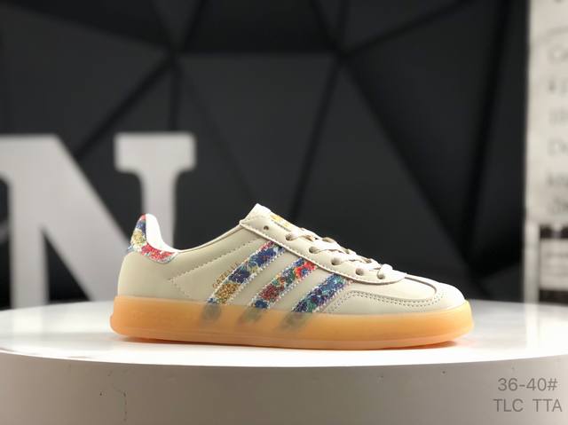 精品德训Gz系列 Gz 碎花 Jh7370 阿迪达斯 三叶草Adidas Originals Gazelle Indoor 舒适 防滑耐磨 低帮 板鞋 女款 米