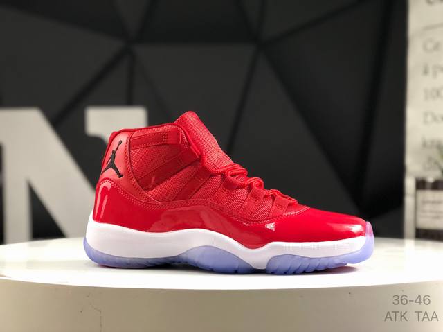 jordan 乔丹 采用漆皮牛培革鞋面材质 厂级拉帮注胶效果今年的大魔王是它 官方经典配色 耐克Air Jordan 11 High Aj11代迈克尔 乔丹高帮