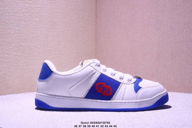真标Gucci Distressed Screener Sneaker 怀旧版 原版做旧 古驰小脏鞋系列 xm0529Q750