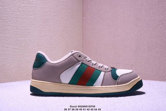 真标Gucci Distressed Screener Sneaker 怀旧版 原版做旧 古驰小脏鞋系列 xm0529Q750