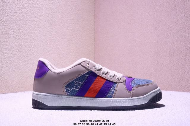 真标Gucci Distressed Screener Sneaker 怀旧版 原版做旧 古驰小脏鞋系列 xm0529Q750