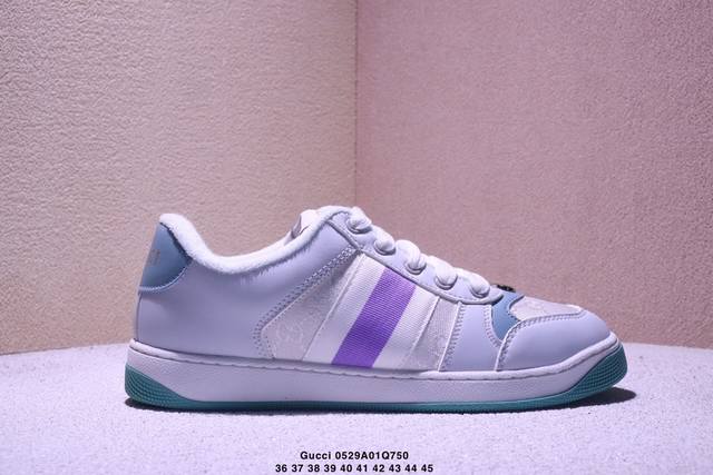真标Gucci Distressed Screener Sneaker 怀旧版 原版做旧 古驰小脏鞋系列 xm0529Q750