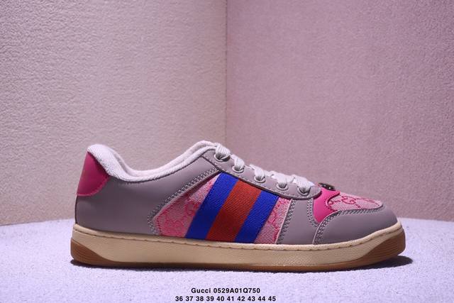 真标Gucci Distressed Screener Sneaker 怀旧版 原版做旧 古驰小脏鞋系列 xm0529Q750