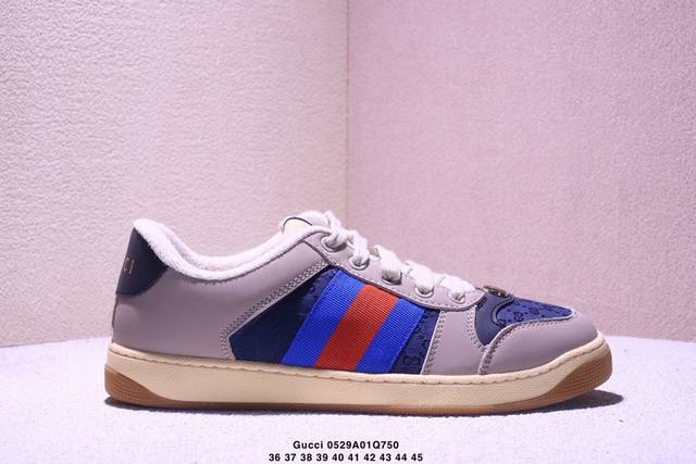 真标Gucci Distressed Screener Sneaker 怀旧版 原版做旧 古驰小脏鞋系列 xm0529Q750