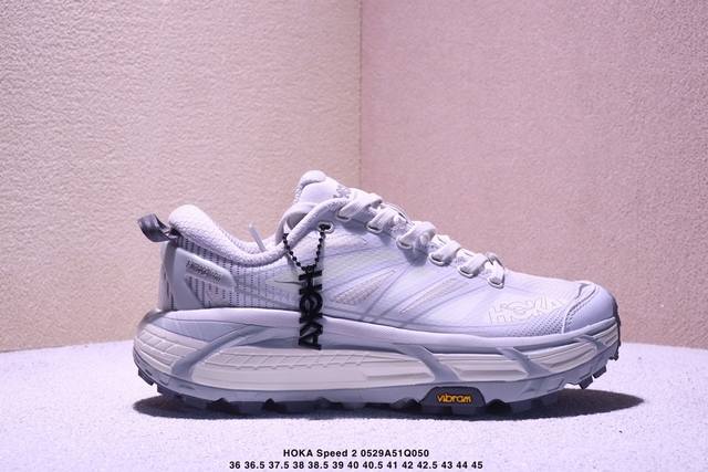 公司级Hoka One One Mafate Speed 2 Low 轻量低帮户外越野跑鞋 户外山脉越野轻量运动跑鞋 鞋面用轻的无缝架构 鞋带用了弹性不易松脱的