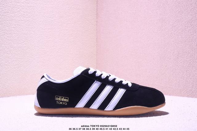 adidas Tokyo W三叶草休闲防滑耐磨低帮板鞋 鞋头出色设计 塑就出众贴合感 稳固的后跟贴合足部曲线设计 软弹舒适 不易磨脚 橡胶鞋底配合防滑纹路设计