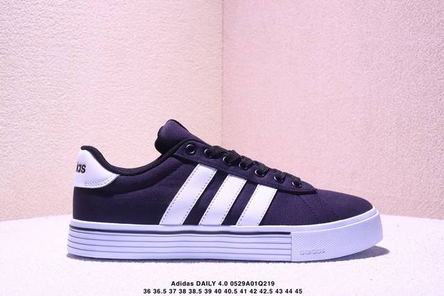 真标Adidas Daily 4.0 阿迪达斯 舒适百搭 低帮 板鞋 融合了复古与现代风格 简约而富有质感 整体线条流畅 轮廓分明 尽显时尚气息 鞋身采用经典的