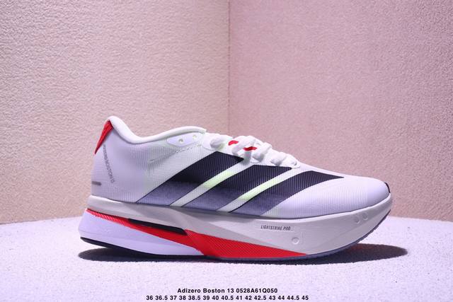 公司级Ad Adizero Boston 13 夏季透气网眼竞速跑鞋 Js4939 融合Lightstrike和Lightstrike pro技术 采用乙烯 乙