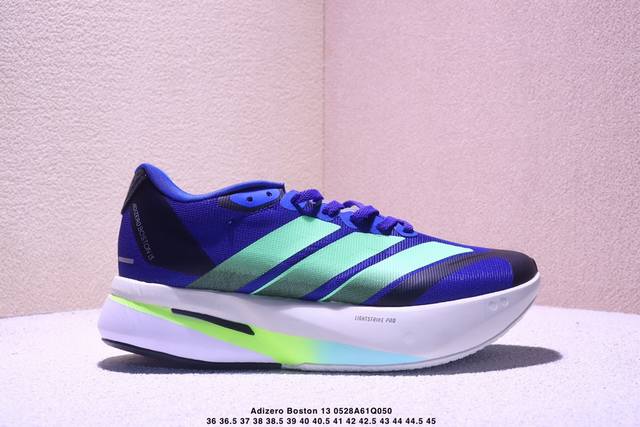 公司级Ad Adizero Boston 13 夏季透气网眼竞速跑鞋 Js4939 融合Lightstrike和Lightstrike pro技术 采用乙烯 乙
