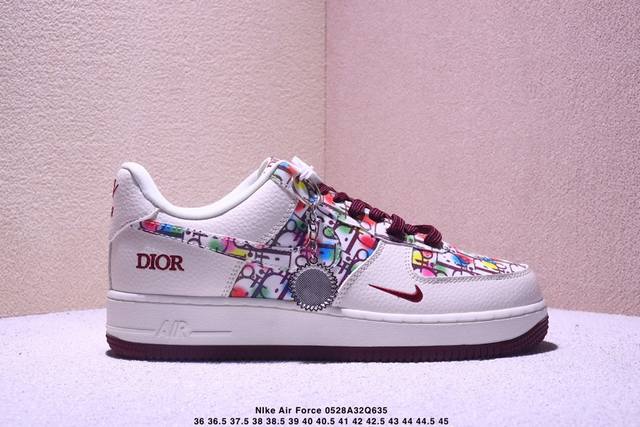 海外限量发售 公司级Nike Air Force 1 '07 Low 迪奥联名 彩色插花 空军一号 低帮 运动鞋 休闲鞋 折边针车 工艺难度大 原楦头原纸板 原