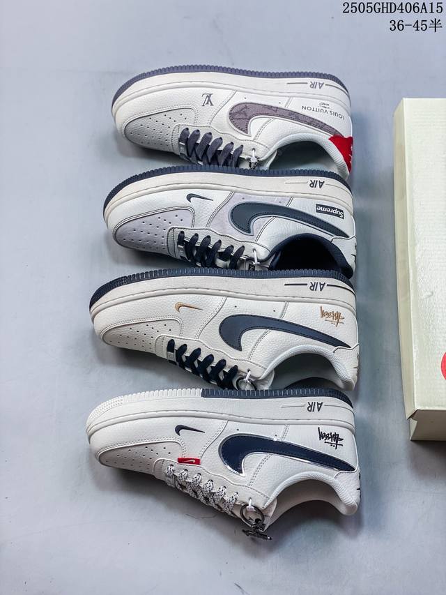 海外限量发售 公司级Nike Air Force 1 '07 Low 斯图西联名 双拼小红标 空军一号 低帮 运动鞋 休闲鞋 折边针车 工艺难度大 原楦头原纸板
