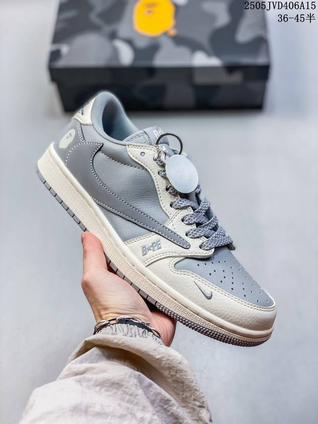 海外爆款限量发售 公司级 Travis Scott X Fragment Design X Jordan Air Jordan 1 Low Og Sp Bape