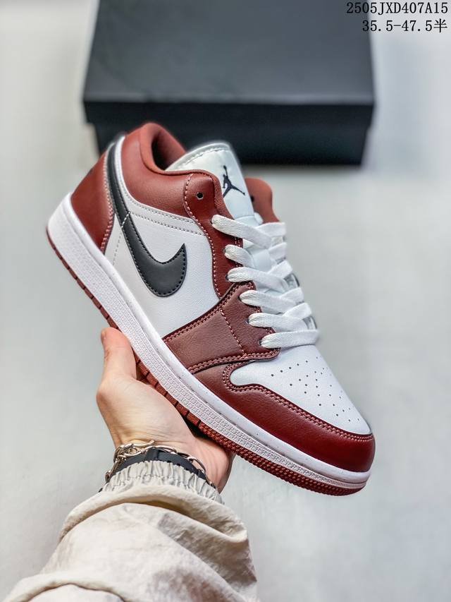 jordan Air Jordan 1 舒适百搭 防滑耐磨 低帮 复古篮球鞋 男女同款 白红黑 主货号:Hf3148-102 36-46 带半码 编码 05Jv