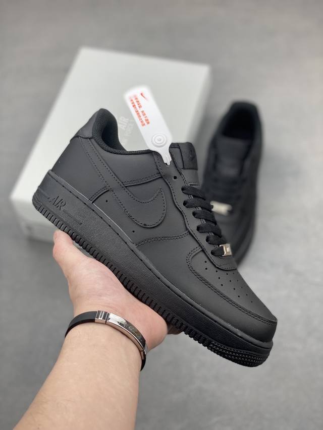 超强特价 真头层 全掌pu气垫 出厂价pp销售 最强销量版本 Nk Air Force 1 Mid 空军全黑 纯黑色 客供模具 原材料 内置Solo气垫 原楦头