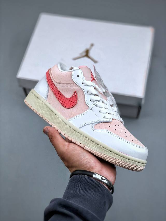 E Air Jordan 1 Low Aj1 乔1白粉红 低帮文化休闲运动板鞋 Ib8156-133 市场唯一独家头层皮打造 原鞋原档案开发 原厂皮料 原档冲孔