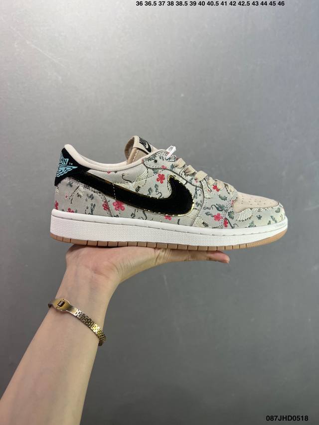 air Jordan 1 Low 花卉 aj1乔1低帮休闲板鞋 同步官方配色 市场唯一独家头层皮打造 原鞋原档案开发 原厂皮料 原档冲孔鞋头 正确满胶鞋垫 四线