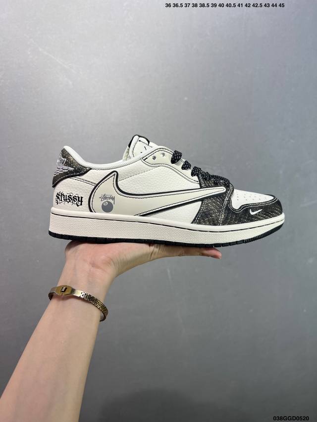 公司级Aj1倒勾Travis Scott X Air Jordan 1 Reverse Mocha Aj1乔1 Ts 闪电 联名倒钩 低帮文化篮球鞋 完美品质出
