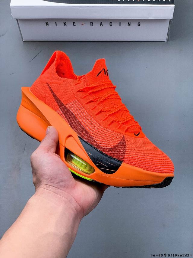 公司级 Nike Air Zoom Alphafly Next% 3 阿尔法 马拉松 3.0减震马拉松跑步鞋 首次通过一体式鞋底 替代了后跟和前足分离的设计 让