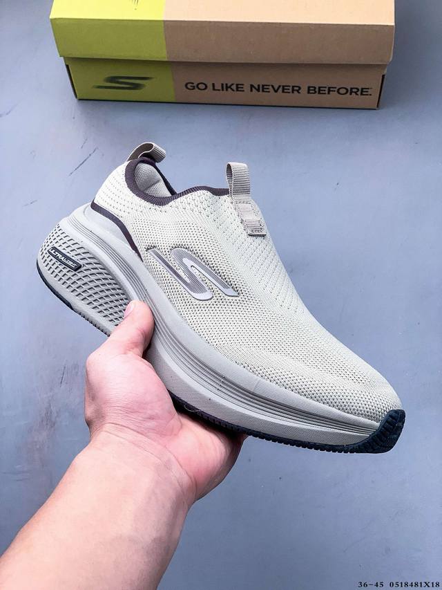 skechers斯凯奇男女高透气回弹舒适缓震一脚蹬设计运动跑步鞋 0518481X18