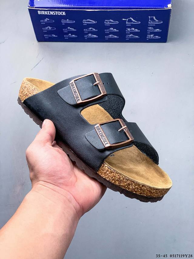 德国百年知名鞋履品牌 博肯Birkenstock Zurich系列 黑色反绒 牛皮绒面革 双扣时尚凉拖 勃肯半拖凉鞋系列 亲肤透气的人造革 搭配可调节鞋扣提升穿
