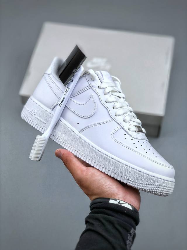 Hy版本 Nike Air Force 1 Low 纯白 全码出货可接 配赠官方原版牙刷配件 鞋盒鞋子内置芯片支持手机Nfc识别 全配色更换新一代最新版-鱼鳞纹