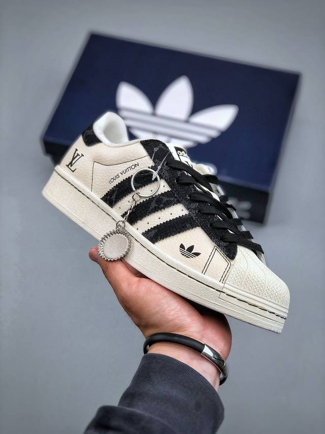 C版 Adidas Originals Superstar Lv联名款 米白黑 经典贝壳头官网同步 实拍首发渠道正品订单 诠释市场最高工艺水平区别市面普通真标版