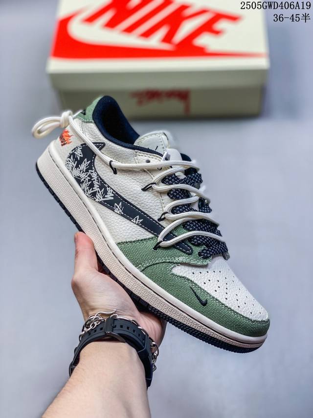 海外爆款限量发售 Travis Scott X Fragment Design X Jordan Air Jordan 1 Low Og Sp 斯图西联名 米绿