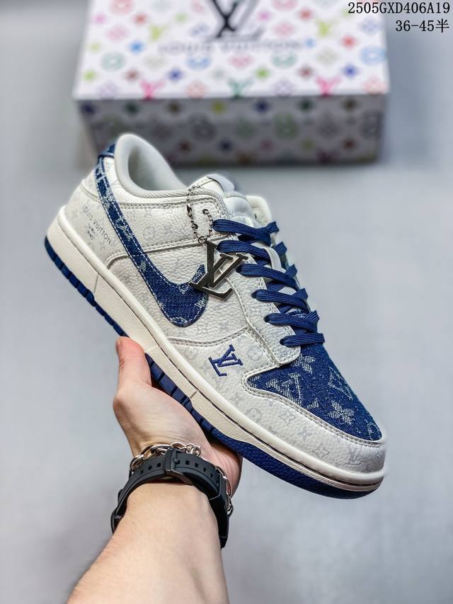 nike Sb Dunk Low Lv联名 蓝色牛仔 周年高端定制 低帮休闲板鞋 夜光效果 定制鞋盒 大厂纯原品质出货 超高清洁度 皮料切割干净无任何毛边 细节
