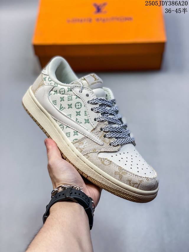 海外爆款限量发售 公司级 Travis Scott X Fragment Design X Jordan Air Jordan 1 Low Og Sp Lv联名