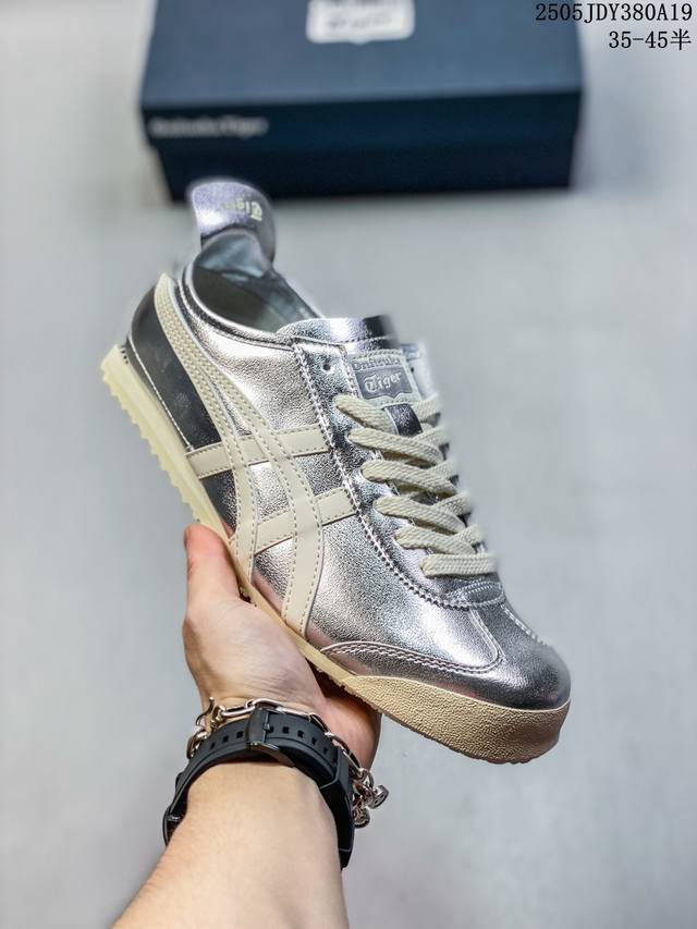 公司级Onitsuka Tiger鬼冢虎 Mexico 66 Slip-On 一脚蹬低帮夏季透气运动休闲鞋 货号:1183B772-101 尺码:35 36 3