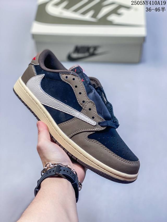 真标Aj1倒勾Travis Scott X Air Jordan 1 Reverse Mocha Aj1乔1 Ts 闪电 联名倒钩 低帮文化篮球鞋 货号:Dz4
