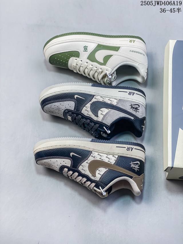 nike Air Force 1 Low 07 X Burbrrry 白绿 原楦头原纸板 打造纯正低帮空军版型 专注外贸渠道 全掌内置蜂窝气垫 原盒配件 原厂中